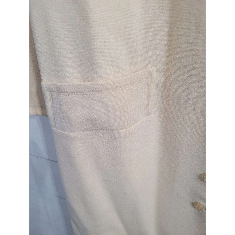 Vintage The Travelaire Cream Wool Button Split Cuff Union Made Dress Coat Sz 16 - Picture 8 of 16